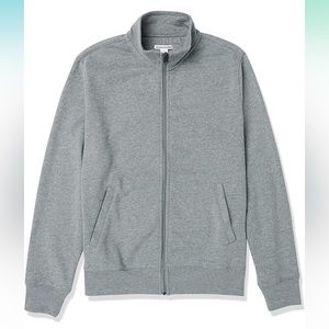 NWT Amazon Essentials Men's Full-Zip Fleece MockNeck Sweatshirt LightGreyHeather